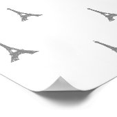 ボンジュールエッフェルタワープリントイングレー ポスター (角)