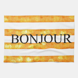 ボンジュールオレンジストライプ《写真》ぼけ味 キッチンタオル
