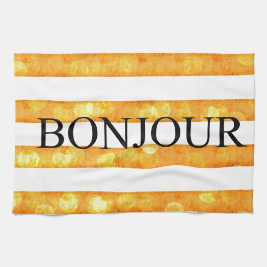 ボンジュールオレンジストライプ《写真》ぼけ味 キッチンタオル (横)