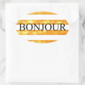 ボンジュールオレンジストライプ《写真》ぼけ味 楕円形シール (バッグ)