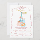 ボンジュールカフェピンクコケットベビーシャワー 招待状 (正面)