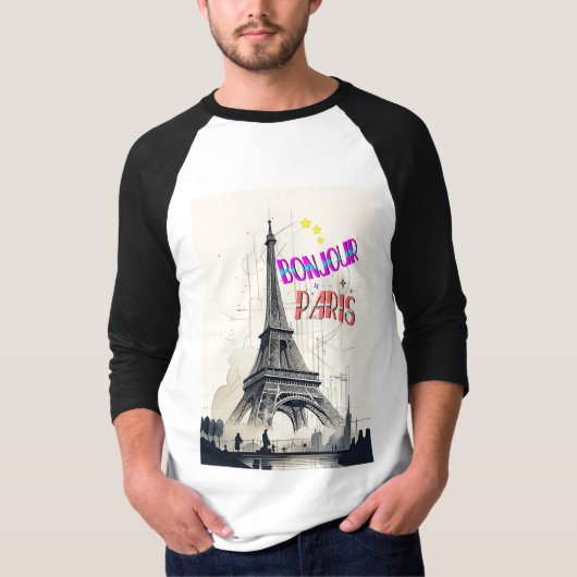ボンジュールカラフルパリ Tシャツ (正面)