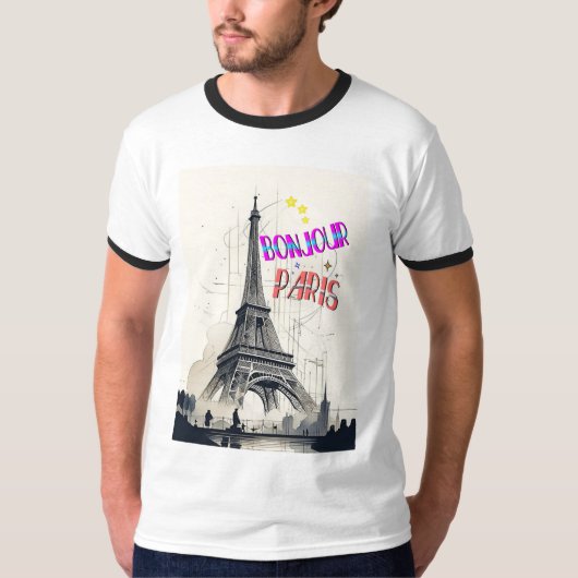 ボンジュールカラフルパリ Tシャツ (正面)