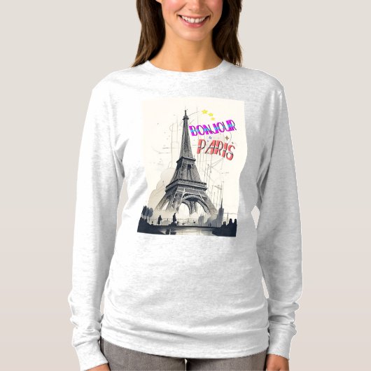 ボンジュールカラフルパリ Tシャツ (正面)