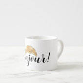 ボンジュールクロワッサンフランスのペストリーかわいいかわいい エスプレッソカップ (正面右)