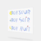 ボンジュールグッドデイグッドナイトボンソーフランスの アクリルサイン (傾斜)