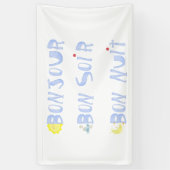 ボンジュールグッドデイグッドナイトボンソーフランスの 横断幕 (縦)