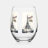 ボンジュールスカイラインマラソンパリ ステムなしワイングラス (正面)
