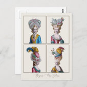 ボンジュールハローフレンドマリーアントワネットファッション ポストカード (正面/裏面)