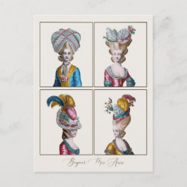 ボンジュールハローフレンドマリーアントワネットファッション ポストカード