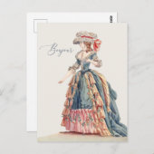 ボンジュールハローフレンドマリー・アントワネット挨拶 ポストカード (正面/裏面)