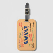 ボンジュールハローランゲージズワールドトラベルカラフル ラゲッジタグ (正面縦)