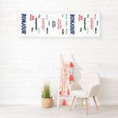 ボンジュールハローランゲージズワールドトラベルカラフル 横断幕 (インサイチュ)