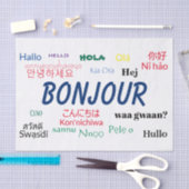 ボンジュールハローランゲージズワールドトラベルカラフル 薄葉紙 (クラフト)