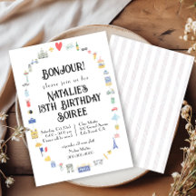 ボンジュールパリアイコン誕生日パーティーの招待