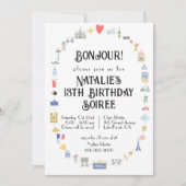 ボンジュールパリアイコン誕生日パーティーの招待 招待状 (正面)