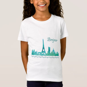 ボンジュールパリウォーターカラーシルエット Tシャツ
