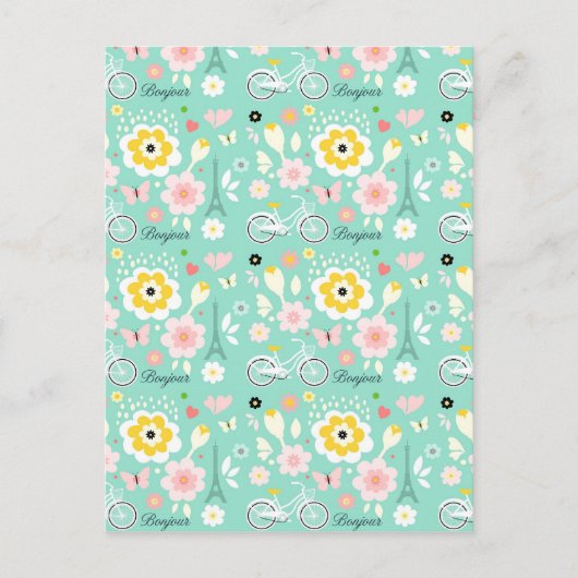 ボンジュールパリエッフェルタワーデザイン ポストカード (正面)