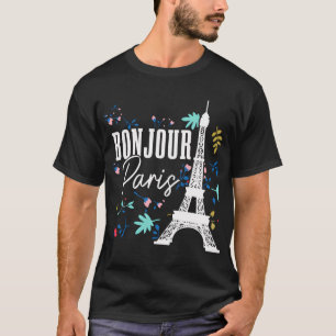 ボンジュールパリエッフェルタワーフランス土産 Tシャツ
