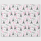 ボンジュールパリパターンパーティーラップ ラッピングペーパー (フラット)