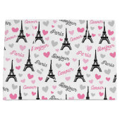 ボンジュールパリパターンパーティー抱き枕 ラージペーパーバッグ (正面)
