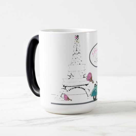 ボンジュールパリホワイトエッフェルタワー モーフィングマグカップ (正面左)