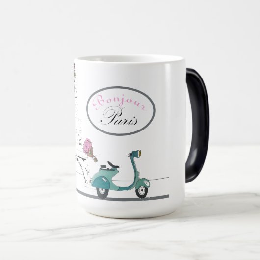 ボンジュールパリホワイトエッフェルタワー モーフィングマグカップ (正面右)