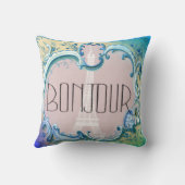 ボンジュールパリヴィンテージフランスのエッフェルタワーブルース クッション (裏面)