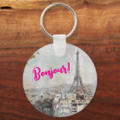 "ボンジュールパリ"エッフェルタワーキーチェーン – パリジャン キーホルダー (正面)