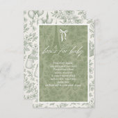 ボンジュールビーブックスフォーベビーセージグリーンジュフランスのイ エンクロージャーカード (正面/裏面)