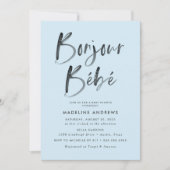 ボンジュールビーベブルーフランスのベビーシャワー 招待状 (正面)