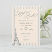 ボンジュールビーベブルーベビーシャワー招待状 招待状 (スタンド正面)