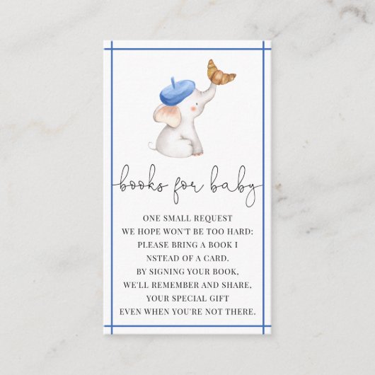 ボンジュールフランスのジンジャムブルーブックスベビー エンクロージャーカード (正面)