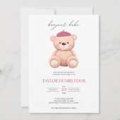 ボンジュールフランスのベビーウォーターカラーベビーシャワー 招待状 (正面)