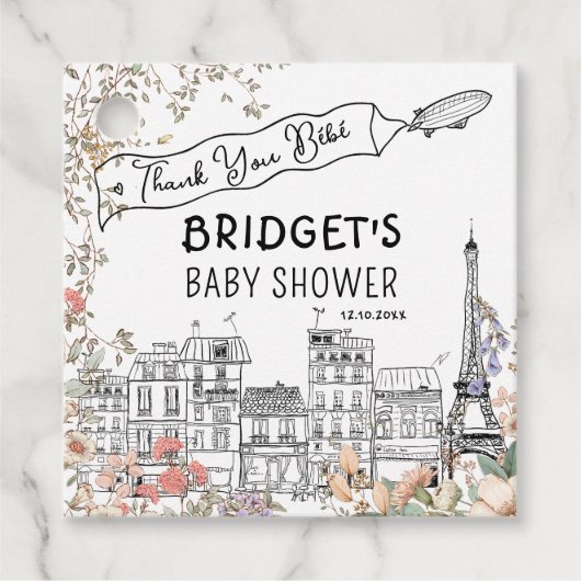 ボンジュールフランスのベ男女兼用ベビシャワー フェイバータグ (正面)