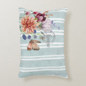 ボンジュールフランスの装飾ストライプフローラリラックス アクセントクッション (正面(垂直))