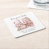 ボンジュールベパティスリーベビーシャワー スクエアペーパーコースター (アングル)