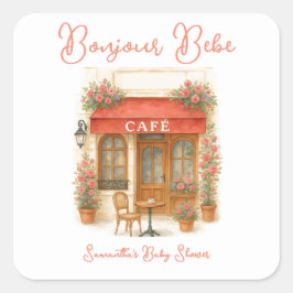 ボンジュールベパリフランスのカフェベビーシャワー スクエアシール