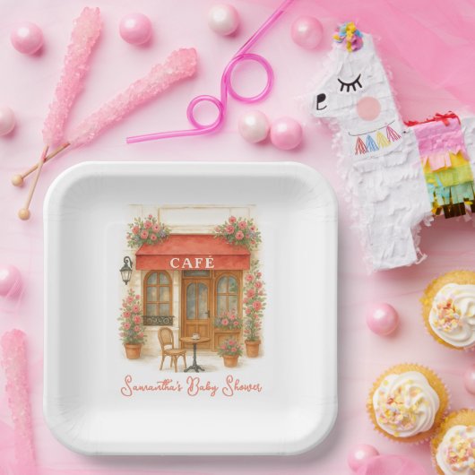 ボンジュールベパリフランスのカフェベビーシャワー ペーパープレート (パーティー)