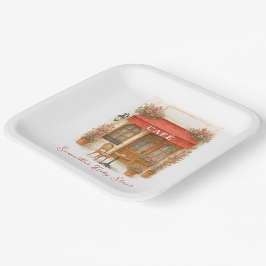 ボンジュールベパリフランスのカフェベビーシャワー ペーパープレート (傾斜あり)