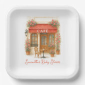 ボンジュールベパリフランスのカフェベビーシャワー ペーパープレート (正面)