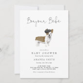 ボンジュールベパリフランスのブルドッグベビーシャワーインヴィ 招待状 (正面)