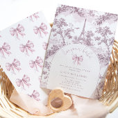 ボンジュールベビートイルピンクボウフランスのベビーシャワー 招待状