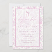 ボンジュールベピンクトイレガールフランスのベビーシャワー 招待状 (正面)