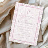 ボンジュールベピンクトイレガールフランスのベビーシャワー 招待状