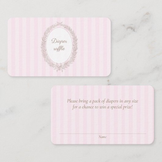 ボンジュールベピンクバロフランスのークおむつラッフル エンクロージャーカード (正面/裏面)