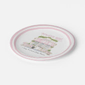 ボンジュールベピンクパリジャンカフェベビーガールシャワー ペーパープレート (アングル)