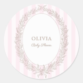 ボンジュールベフランスのパティスリーピンクストライプ ラウンドシール