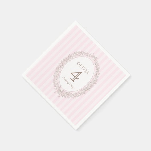 ボンジュールベフランスのパティスリー誕生日パーティーピンク スタンダードカクテルナプキン (角)