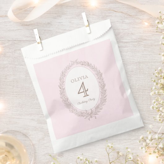 ボンジュールベフランスのパティスリー誕生日パーティーピンク フェイバーバッグ (クリップ留めされた状態)